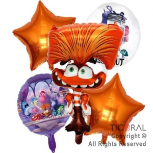 SET DE GLOBOS METALIZADO INTENSAMENTE ANSIEDAD 5 UNIDADES 